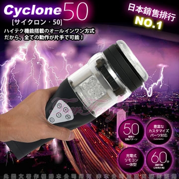 日本對子哈特(Toys Heart)-CYCLONE 50 暴風充電式50種旋轉模式超高速迴轉旋風機(黑)