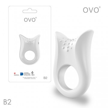 德國OVO-B2 前衛男性 矽膠靜音時尚震動環-白色