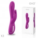 德國OVO-K3 寶妮小兔 5段變頻 多功能 雙叉 震動按摩棒-桃紅色