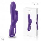德國OVO-K3 寶妮小兔 5段變頻 多功能 雙叉 震動按摩棒-紫色