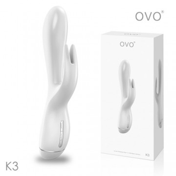 德國OVO-K3 寶妮小兔 5段變頻 多功能 雙叉 震動按摩棒-白色